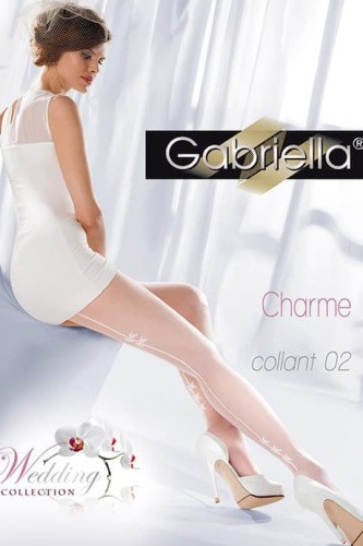 Gabriella Charme 02 - Колготки с нежным узором, 4 (белый)