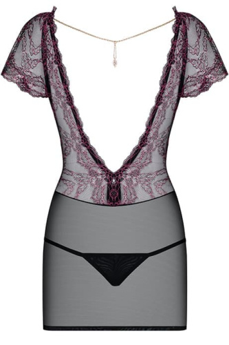 Коротенькая эротическая сорочка с кружевом Obsessive Sedusia (L/XL)