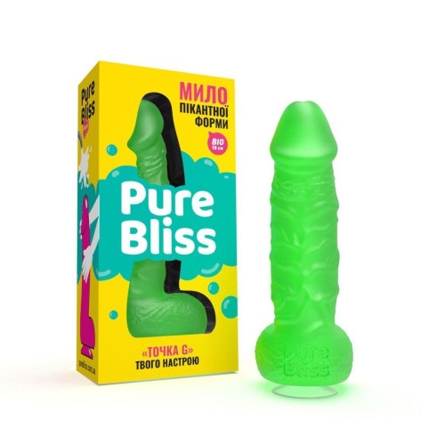 Pure Bliss Big - Крафтове мило-член з присоскою, 18х4.2 см (зелений) - купити в Києві, Україні
