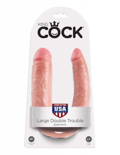 Большой двойной фаллоимитатор Cock Double Trouble L, 44,5х4,3 см