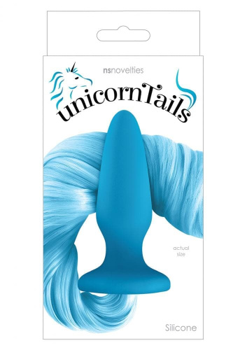 Ns Novelties Unicorn Tails Pastel Анальная пробка с хвостиком, 9.9х3,2 см (голубой)