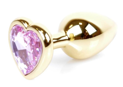 Boss Jewellery Gold Heart Plug Rose - Анальна пробка з кристалом, 7х2,7 см (рожевий) - купити в Києві, Україні