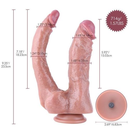 Двойной фаллоимитатор для секс-машин Hismith Double Penetrator, 9.25″, KlicLok