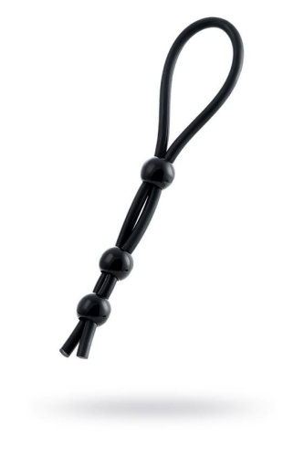 Toyfa Lasso 3 beads, silicone -  Эрекционная петля,  19,5 cм (черный)