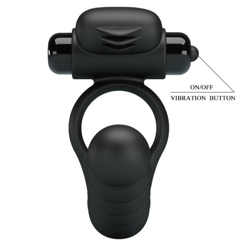 Pretty Love Hercules Vibro Penis Sheath III Black - Насадка для анального секса с вибрацией, 15.3х2.5 см