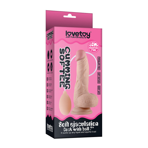 LoveToy - Soft Ejaculation Cock With Ball Flesh 8 " - Фаллоимитатор с эякуляцией, 20х4.4 см