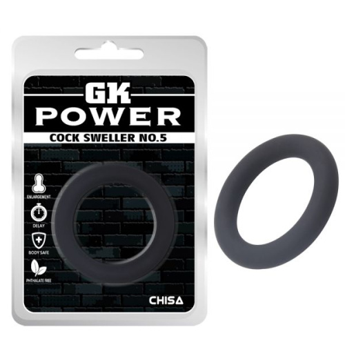 GK Power Ring Black Cock Sweller No.5 силиконовое эрекционное кольцо, 4.7 см