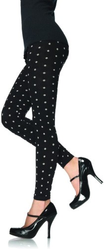Leg Avenue Leggings with Polka Dots - Лосины в мелкий горошек S-L (чёрный с белым)