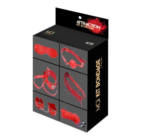 MAI - BDSM Starter kit Nº 75 - Стартовый набор БДСМ аксессуаров из 7 предметов (красный)