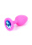 Boss Silikon Plug Jewellery Pink Small - Анальная пробка с кристаллом, 7х2.7 см (розовый с голубым)