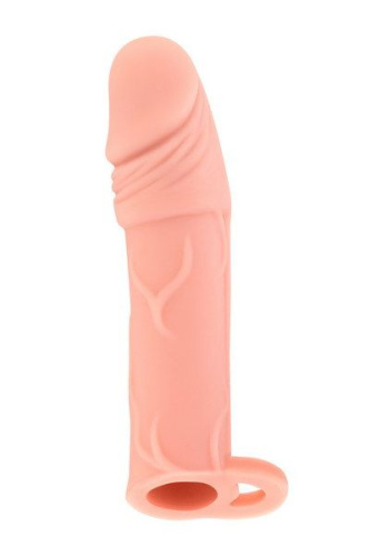Real Body Real Extender Hugy - насадка на член с кольцом для мошонки, +4 см (телесный)