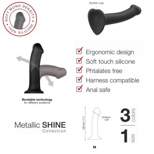 Strap-On-Me Mono Density Dildo, M - Насадка для страпона гибкая, 18х3.3 см., (фиолетовая)