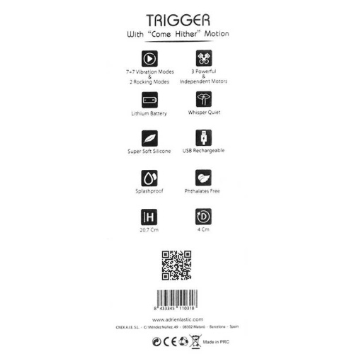 Adrien Lastic Trigger - Вибратор с массирующими движениями ствола, 20.1х4 см (розовый)