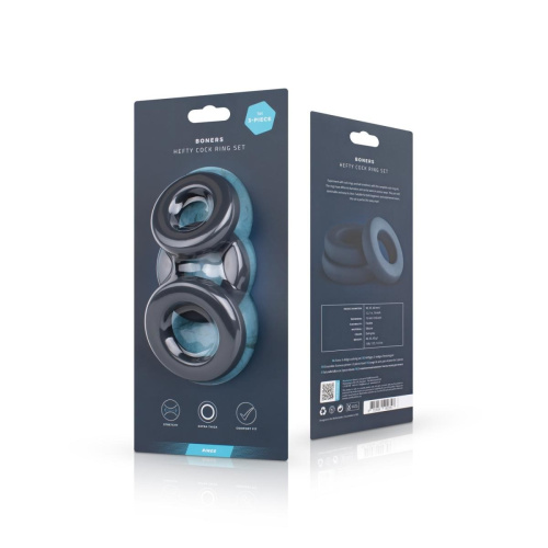 Boners 3-Piece Hefty Cock Ring Set - Набор эрекционных колец, 3 шт (серый)