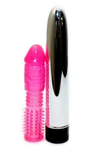 Seven Creations Twinz - Вибратор с насадкой, 16х3 см