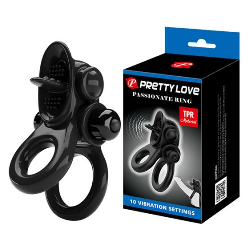 Pretty Love Vibrating Pasionate Cock Ring Black - Ерекційне віброкільце - купити в Києві, Україні