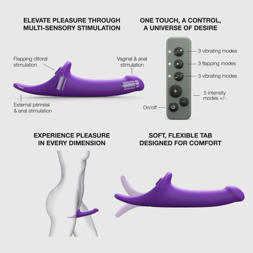 Вибронасадка для страпона с вакуумной стимуляцией Strap-On-Me Multi Orgasm Dildo, L