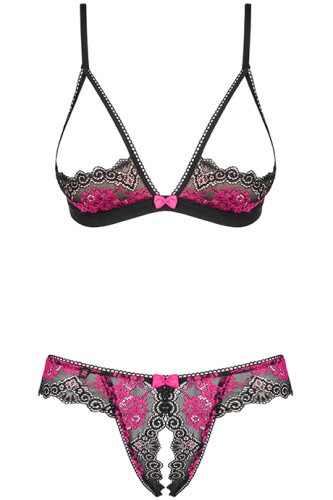 Obsessive Tulia set otwarty - соблазнительный комплект, S/M (чёрный)
