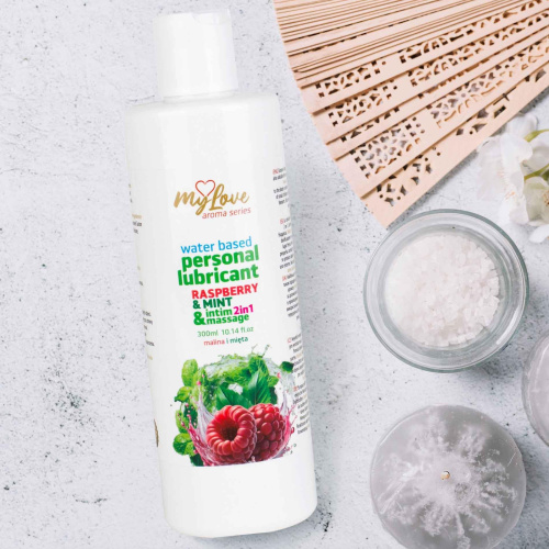 2в1 лубрикант и массажный гель - MyLove Aroma Series Intim&Massage Raspberry & Mint, 300 мл