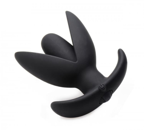 Master Series Sprouted 10 Mode Rechargeable Silicone Anal Plug - анальная пробка с расширением и вибрацией, 10х7 см (чёрный)