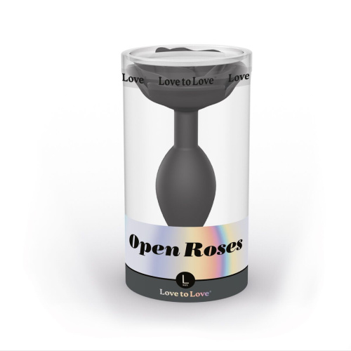 Love To Love Open Roses L - Анальная пробка, 9х3.7 см (чёрная)
