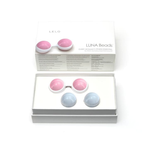 Lelo Luna Beads-Вагінальні кульки зі зміщеним центром ваги, 3,5 см (рожевий з блакитним) - купити в Києві, Україні