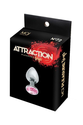 MAI Attraction Toys №73 металлическая анальная пробка с кристаллом, 8х3 см (розовый)