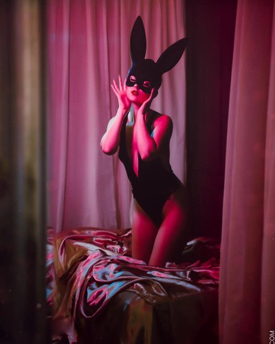 Leg Avenue - Glitter masquerade rabbit mask - Блискуча маска кролика (чорний) - купити в Києві, Україні