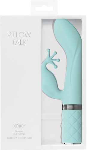 Pillow Talk Kinky Teal - роскошный вибратор-кролик с кристаллом Сваровски, 21 см (голубой)