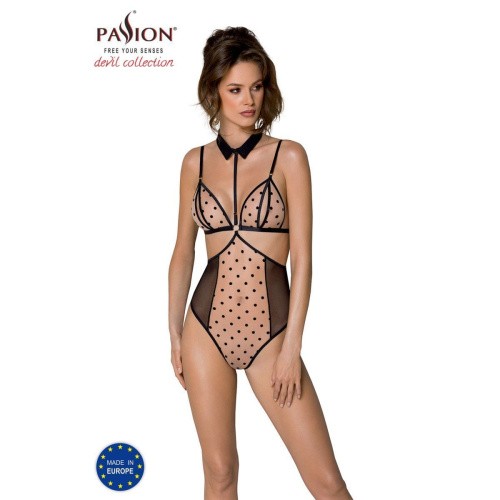Passion - DOMINICA BODY - Сексуальний боді в горошок, XXL/XXXL (бежевий) - купити в Києві, Україні