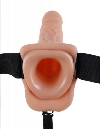 Fetish Fantasy Series 9 Vibrating Hollow - Порожнистий страпон з вібрацією, 22.9х4, 5 см (тілесний) - купити в Києві, Україні