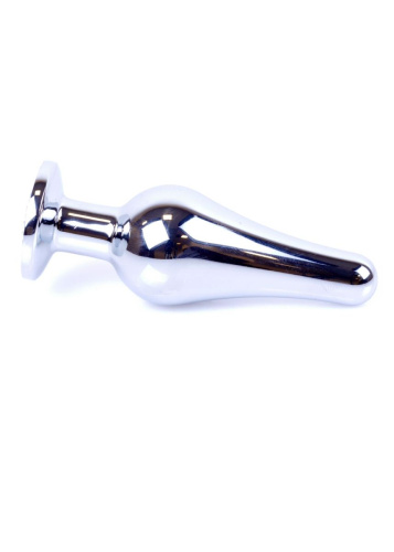 Boss Jewellery Silver Butt Plug Black - Анальна пробка з кристалом, 9,3х3 см (чорний) - купити в Києві, Україні