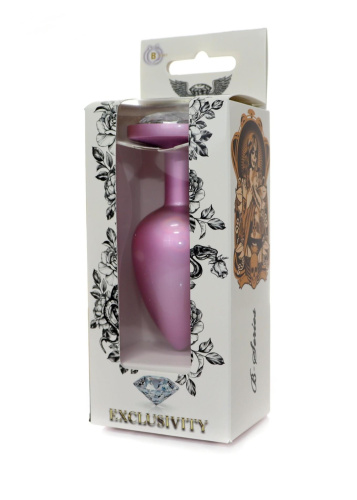 Анальная пробка с камнем B-Series Jewellery Pearl Pink Plug, L