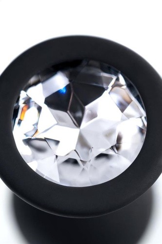 Popo Pleasure by Toyfa butt plug with S rhinestone - Анальная пробка с камнем, 7.2х2.8 см (чёрный)