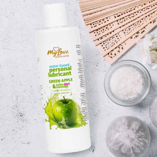 2в1 лубрикант и массажный гель - MyLove Aroma Series Intim&Massage Green Apple, 300 мл