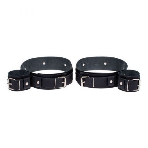 sLash Fixation Me Thigh Smooth Black - фиксаторы для запястий и бедер, 55.5 см и 27 см (чёрный)