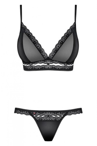 Obsessive 868-SET-1 set - комплект эротического белья с кружевом, L/XL (чёрный)
