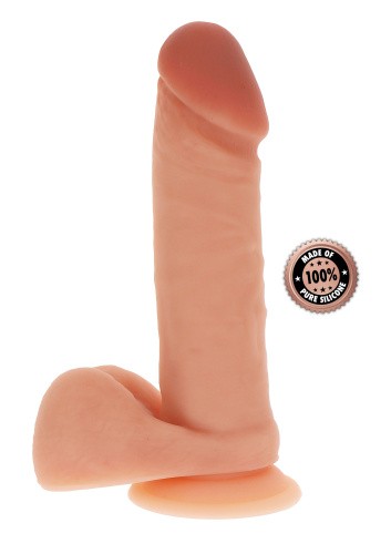 Get Real Silicone Dildo 8 Inch w Balls - Силиконовый фаллоимитатор с мошонкой, 17.5х4 см (телесный)