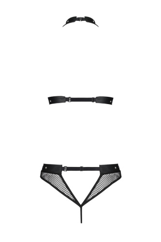 Passion MOONLIGHT SET - Ажурный комплект белья в сетку, L/XL (черный)