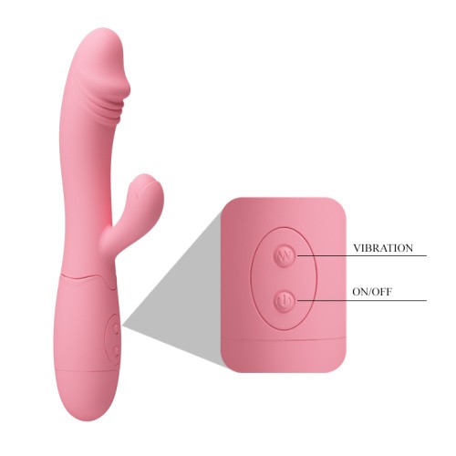 Pretty Love Snappy Vibrator Flesh - перезаряжаемый вибратор-кролик, 19.5х3.2 см (розовый)