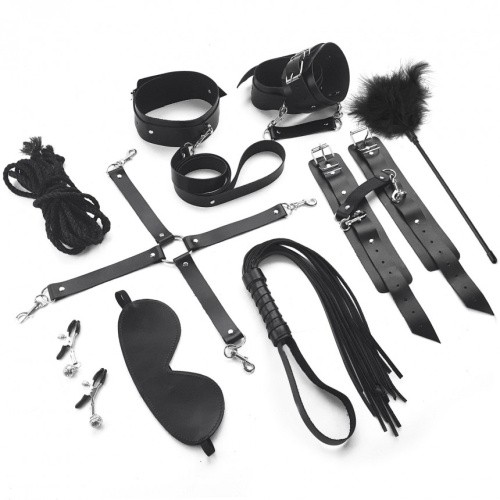 Art of Sex - BDSM Set  Leather - Набор BDSM 10 предметов их натуральной кожи (чёрный)