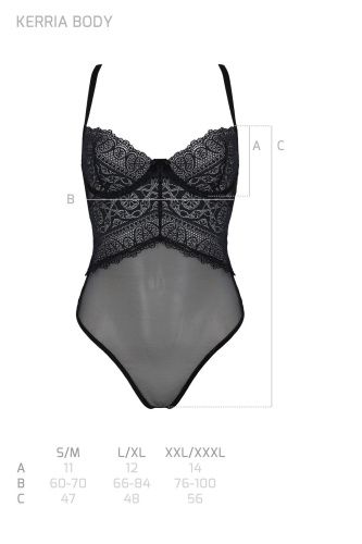 Боди Passion KERRIA BODY black, XXL/XXXL