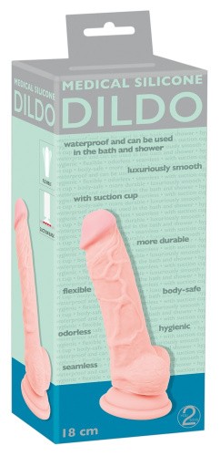 Orion - Medical Silicone Dildo - Фаллоимитатор с мошонкой, 18х3.5 см
