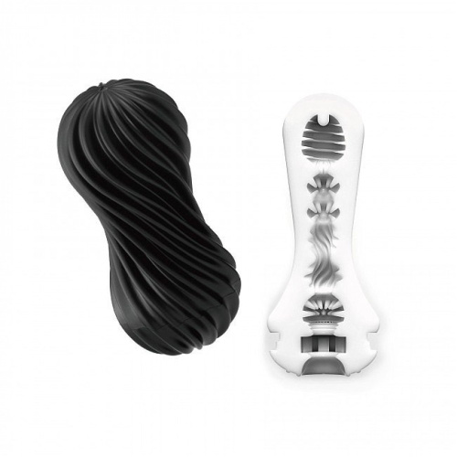 TENGA Flex Masturbation Rocky Black мастурбатор с эффектом скручивания, 17,6 см (черный)