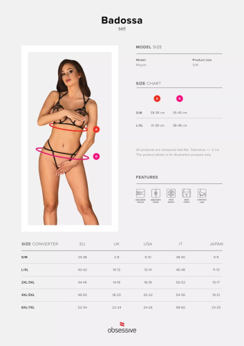 Obsessive Badossa 2-pcs set - Комплект открытого белья, S/M (чёрный)