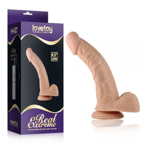 LoveToy Real Extreme Dildo - Реалістичний фалос на присосці, 18х4 см (тілесний) - купити в Києві, Україні