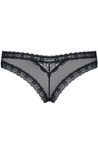 Obsessive 820-PAN-1 - Эротические трусики с кружевом и подвеской, L/XL (чёрный)