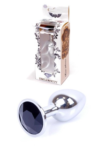 Boss Jewellery Silver Plug Black - Анальная пробка с кристаллом, 7х2.7 см (чёрный)