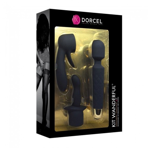 Dorcel Kit Wanderful - Міні-вібромасажер з насадками (анальна та вагінальна), 20х4 см - купити в Києві, Україні