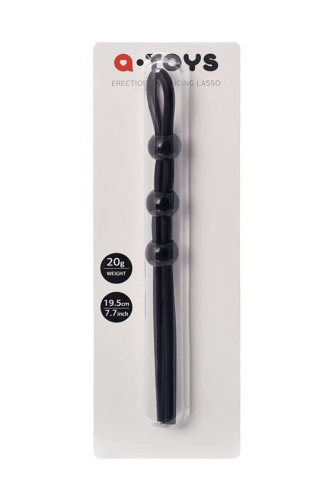 Toyfa Lasso 3 beads, silicone -  Эрекционная петля,  19,5 cм (черный)